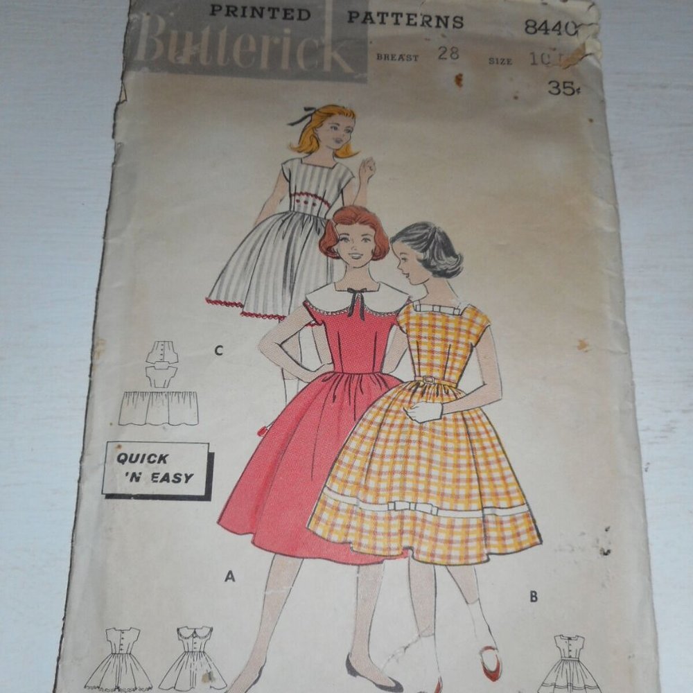 Vintage 1950s Butterick Size 10 8440 dress pattern